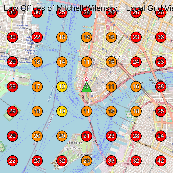 Law Offices of Mitchell Wilensky GeoGrid visibility map for Law Firm in New York